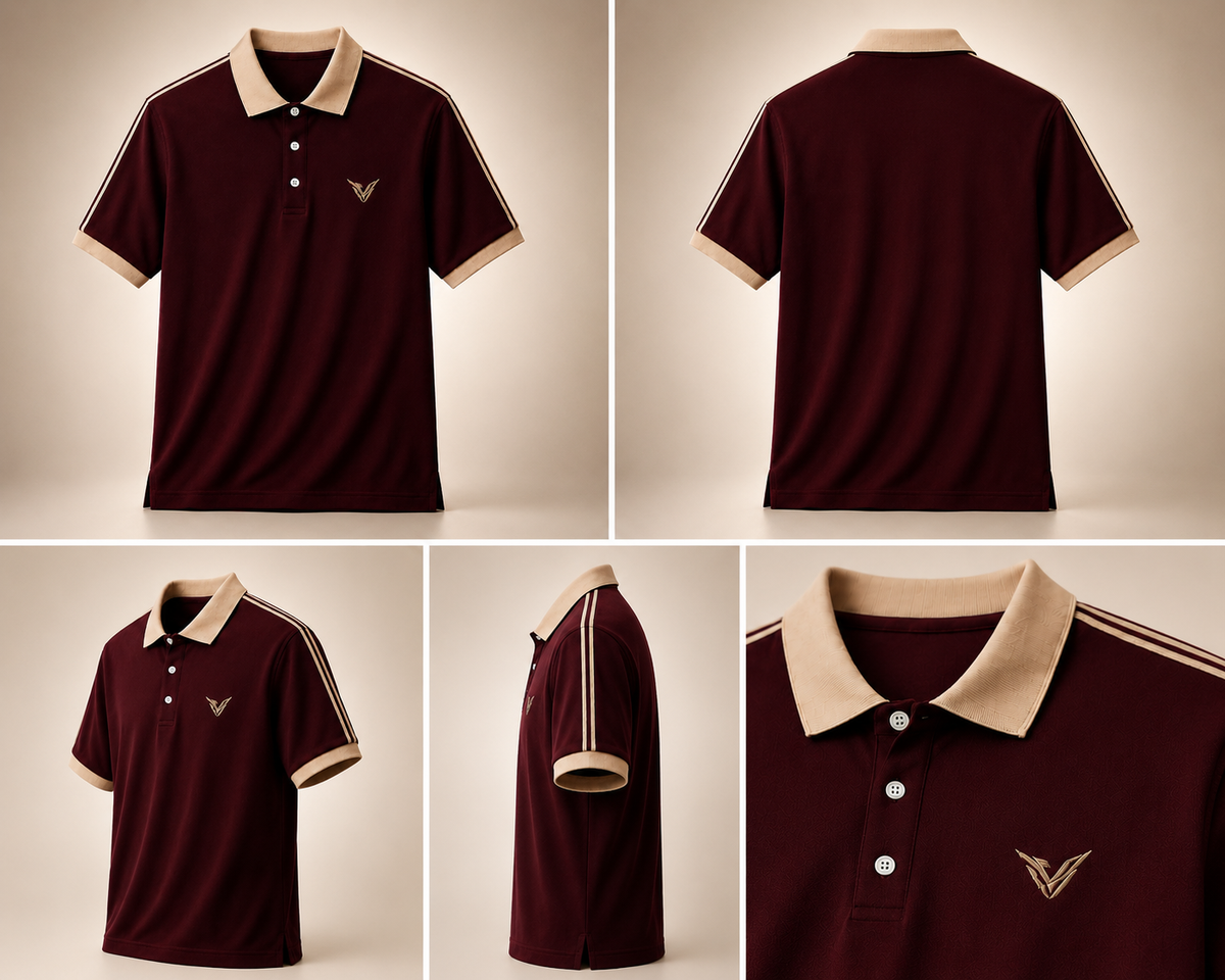 Polo Veyron Heritage Vinotinto con Cuello Beige Premium