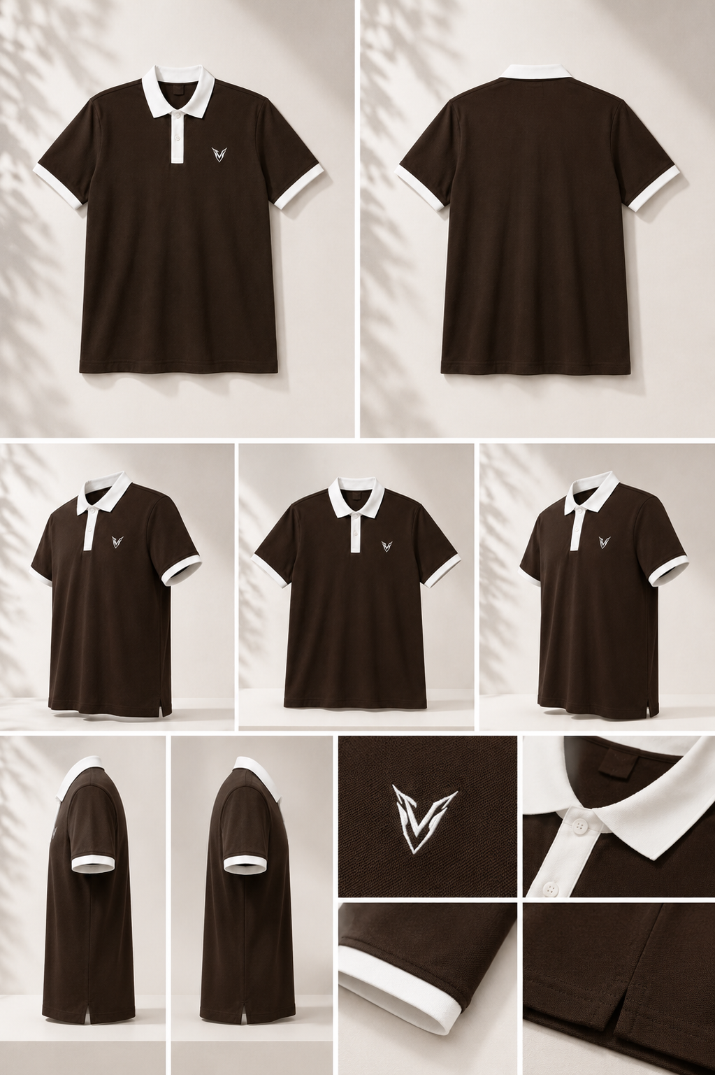 Polo Premium Marrón con Cuello Blanco | Veyron