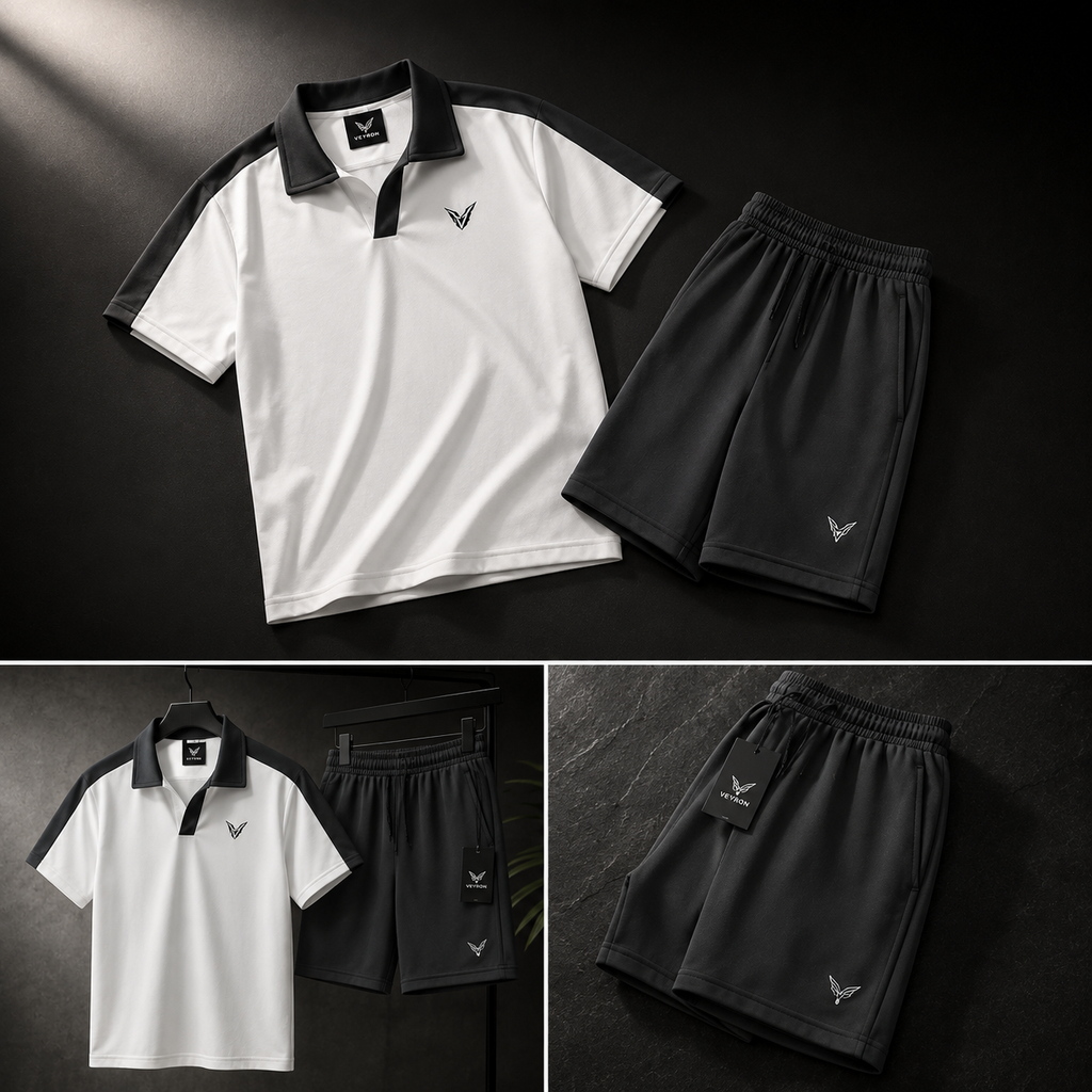 Conjunto Polo Panel VEYRON - Blanco / Negro