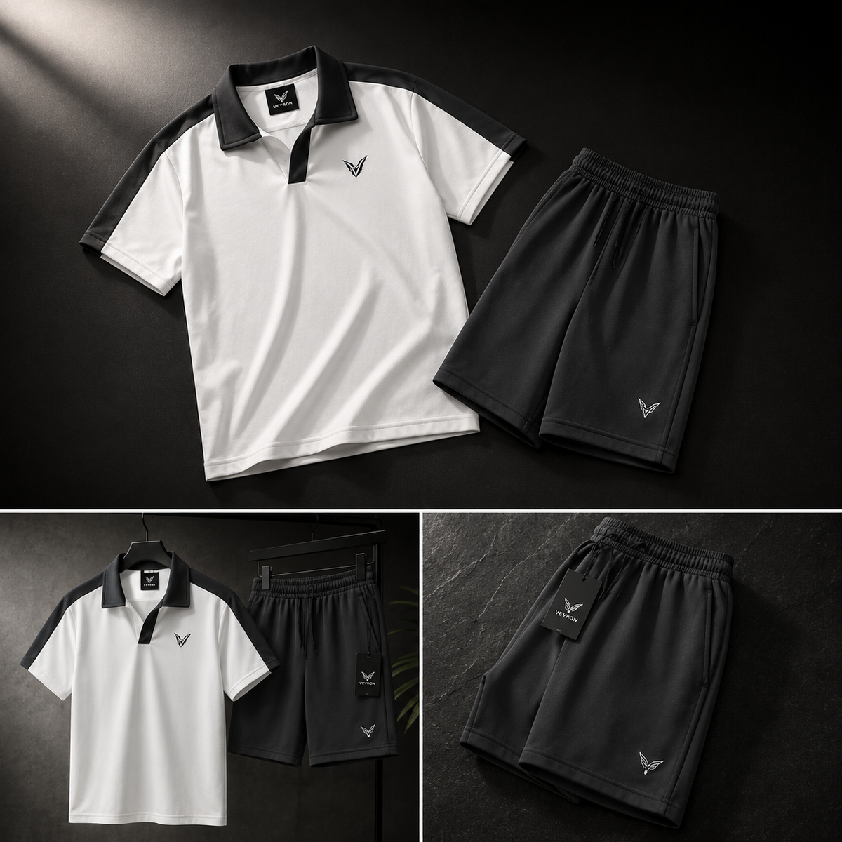 Conjunto Polo Panel VEYRON - Blanco / Negro