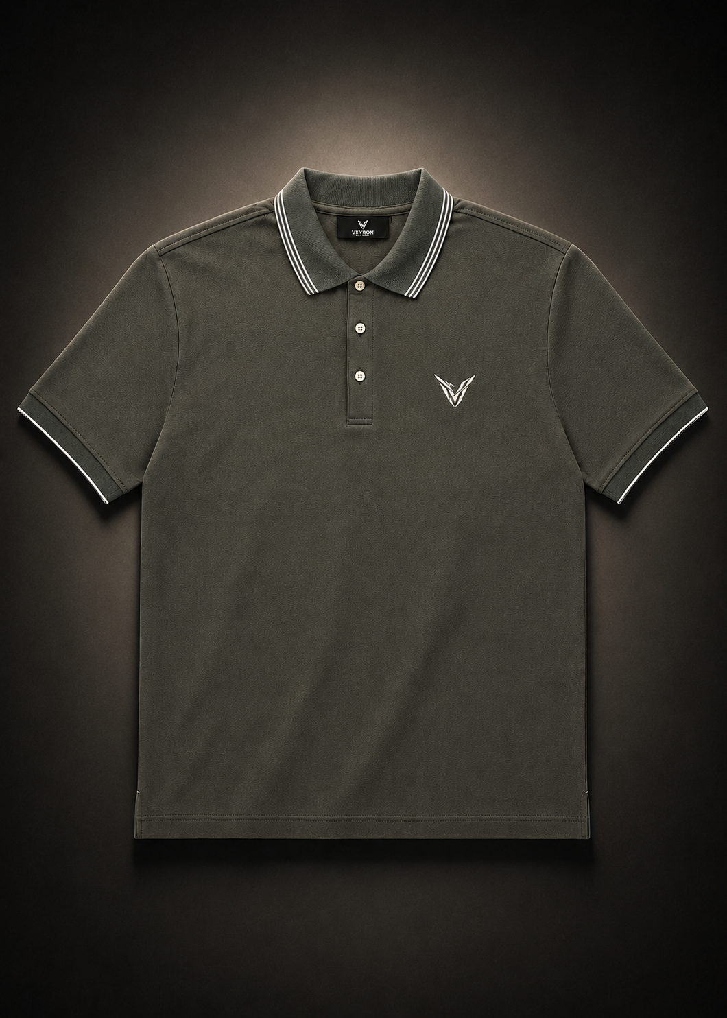 Polo Premium Veyron Gris Grafito Texturizado para Hombre