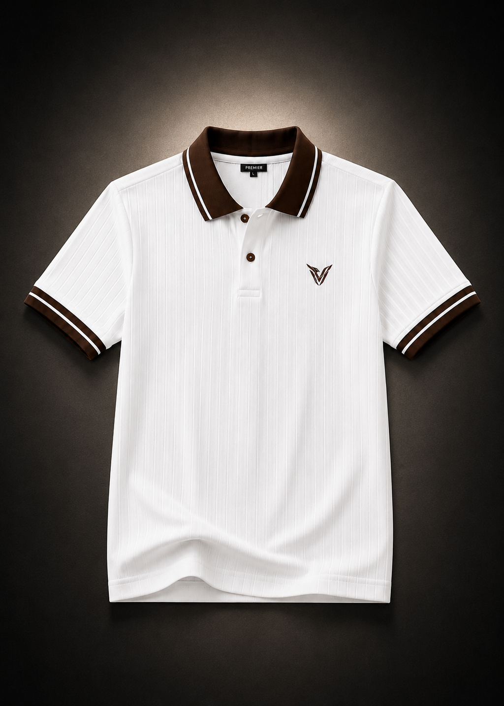 Polo Veyron Signature Blanco con Cuello Café Premium