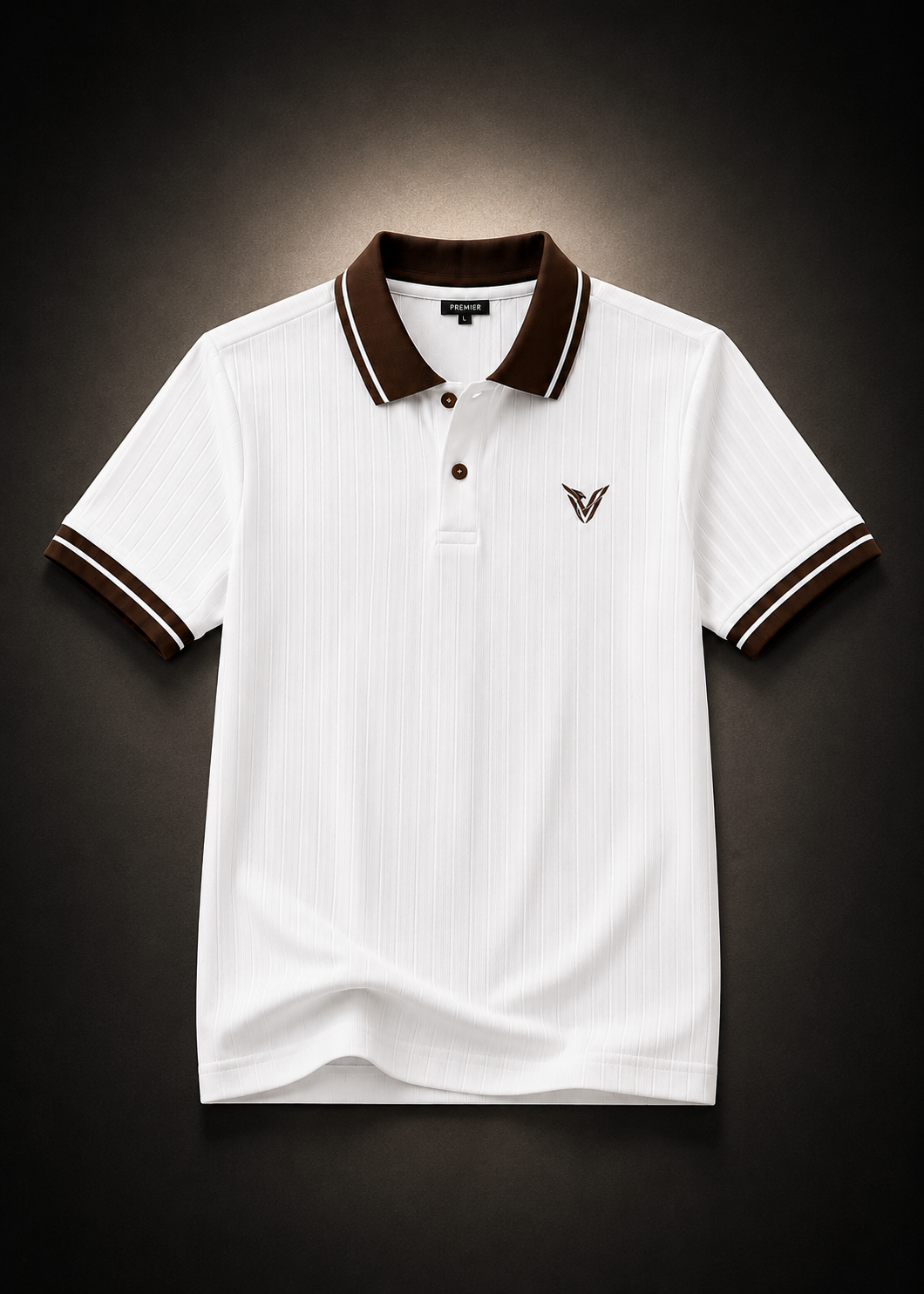 Polo Veyron Signature Blanco con Cuello Café Premium