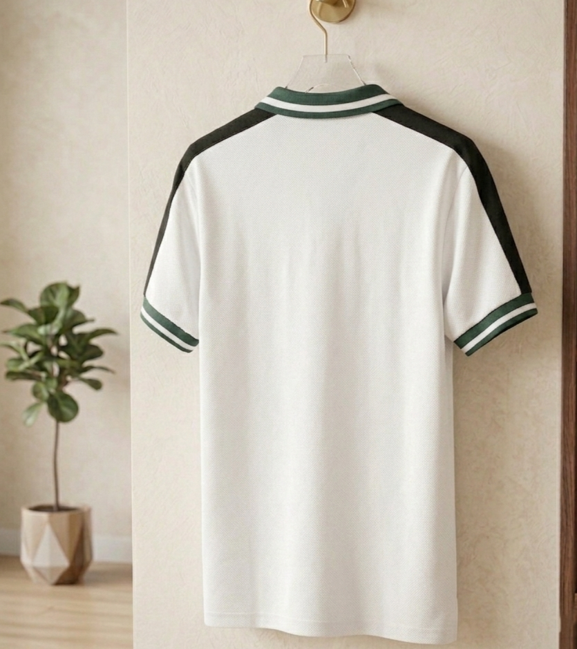 Polo Veyron Premium Blanco con Detalles Verde y Negro
